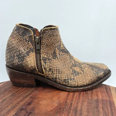 Liberty Botas Negras Mujer 7 Marrón Cuero Pitón Serpiente Western Botines Hechos a Mano Foto 1 de 4
