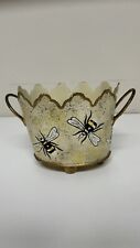 Small Metal Yellow Planter/Container Bee Theme