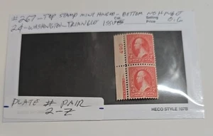 #267 Top Hinged .2cent Washington Triangle Og Read All Info - Picture 1 of 2