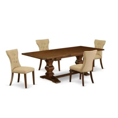 5 Piece Dining Room Table Set Includes a Rectangle Wooden Table with... - Image 1 of 4
