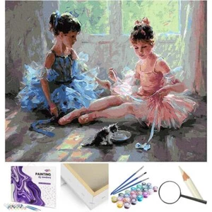 Malen nach Zahlen Holzrahmen Schöne Ballerinas - Bild 1 von 12