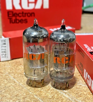 2 tubos de vácuo de áudio NOS NOVO NA CAIXA RCA 12AT7WA / 12AT7 fabricados nos EUA (muitos disponíveis) - Imagem 1 de 4