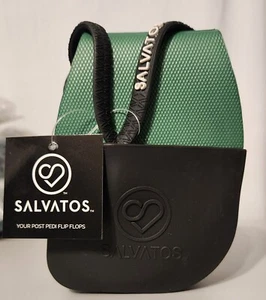 Sandali pieghevoli Salvatos in nero/verde taglia grande -9-9,5 US facili da indossare -The-Go - Foto 1 di 10