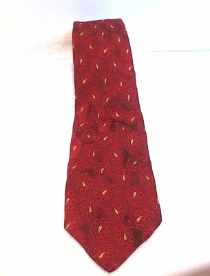 HOMBRE VALENTINO ROJO PAISLEY BORDADO HERMOSA POWER SEDA CORBATA CUELLO Foto 1 de 3