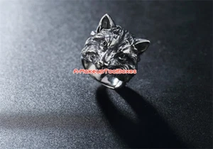Men's Punk Biker Stainless Steel Animal Fox Head Finger Ring 7-12# J484 - Picture 1 of 3