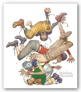 STAMPA ARTISTICA First Down di Norman Rockwell immagine dimensioni 10 x 12 - Foto 1 di 1