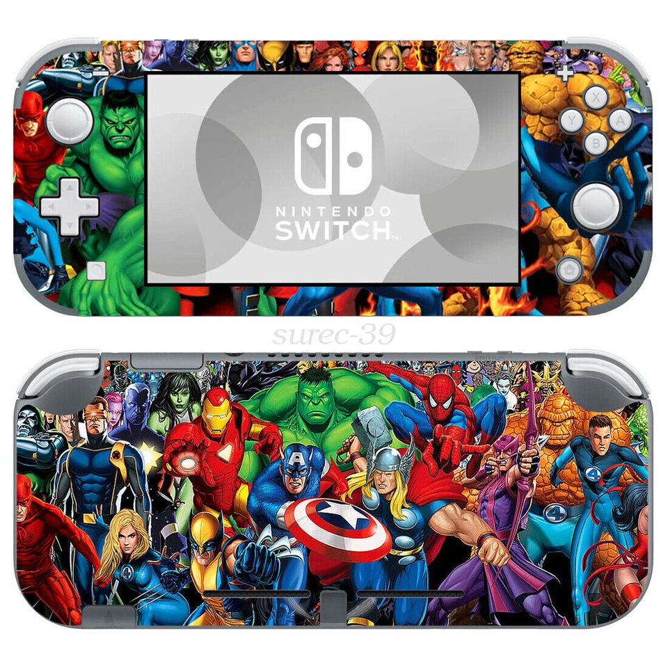2PCS Nintendo Switch Lite NSL Skin Decals Sticker Covers Comic Super Heroes AUS - image 1 of 1