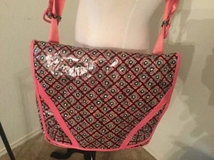 New Vera Bradley Frill MOCHA ROUGE Vinyl Messenger/Computer/School Bag - Picture 1 of 8
