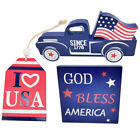  3pc Patriotic Table Decor 4th of July Centerpiece Wood Letter Car Sign-RO
