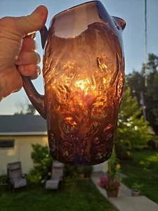 Vtg Bryce El Rancho Large Hand Blown Brown Glass Pitcher 9.5" EUC - Picture 1 of 8