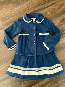 ❤️Janie & Jack Girl Sz 5 Outfit Set Skirt Sweater Cardigan Lot Navy Blue Classic - Picture 1 of 4