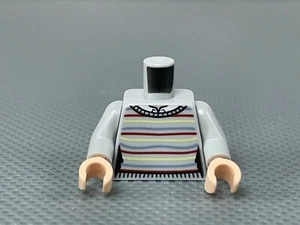 LEGO Light Bluish Gray Minifigure Torso Sweater Stripes Over White Shirt HP Part - Picture 1 of 5
