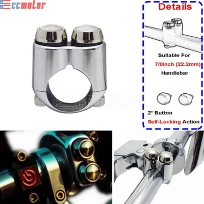 Universal Motorcycle Handlebar Switch Turn Signal Self Latch Button Fit 7/8" Bar - Image 1 of 4