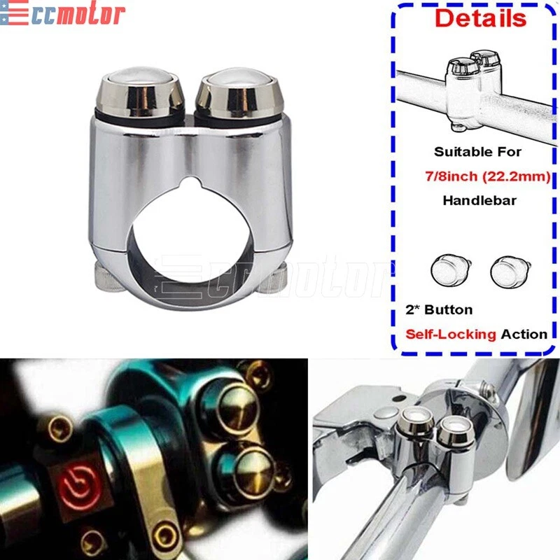 Universal Motorcycle Handlebar Switch Turn Signal Self Latch Button Fit 7/8" Bar - Image 1 of 4