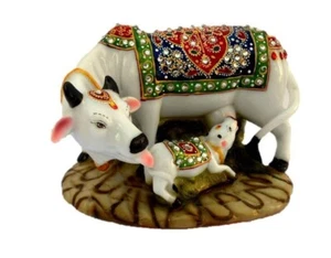 Kamdhenu Cow & Calf | Vastu Gau MATA Idol with Stone Work for Home & Office - Picture 1 of 5