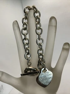 TIFFANY & Co 925 Sterling Silber TOGGLE Armband mit DOPPELHERZEN I LOVE YOU - Bild 1 von 23