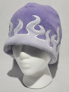 Retro Vintage Purple Flame Fleece Beanie - Picture 1 of 7