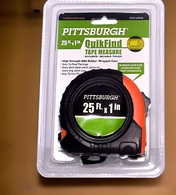 Pittsburg Quick Find Belt Clip Measuring Tape 25’ x 1” NEW Easy Read 69030 - Image 1 of 4