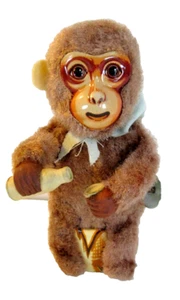 Vintage Wind Up Monkey Toy With Milk Bottle and Cup 6" T Japan Works Well - Picture 1 of 8