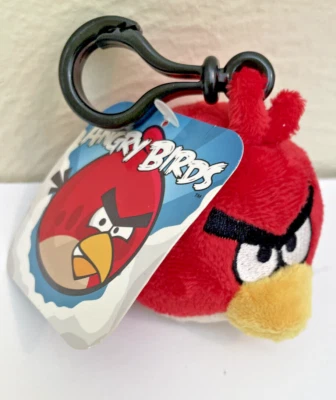 NWT 1st Edition Angry Birds Red Bird Keychain Backpack Clip Plush | 2010 3" K10 - Image 1 of 4