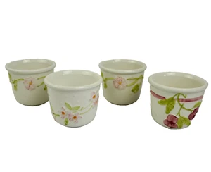 4 VTG Bassano Porcelain Ceramic Planter Pot Hand Painted ITALY 3" Flowers - Picture 1 of 12