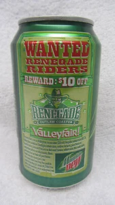 Vintage Mountain Dew WANTED VALLEYFAIR RENEGADE Werbeartikel 12 Unzen LEERE Dose 2007 MT  - Bild 1 von 3
