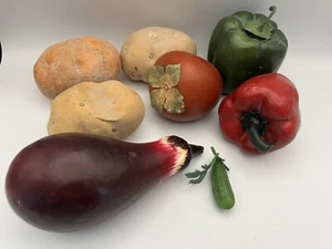 Lot Of Faux Fake Food Replica Vegetables Props Eggplant Peppers Potatoes - Picture 1 of 12