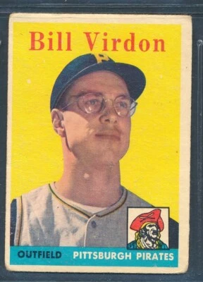 1958 Topps No198: БИЛЛ ВИРДОН «Питтсбургские пираты» ~ хорошее состояние - Изображение 1 из 2