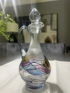 Luminescence Romania Hand Blown Stained Glass Crystal Color Mosaic Decanter - Picture 1 of 6