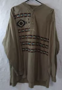 Vintage 90s Rodeo Active Western Shirt 1/4 Button Long Sleeve Aztec Sz XL - Picture 1 of 9