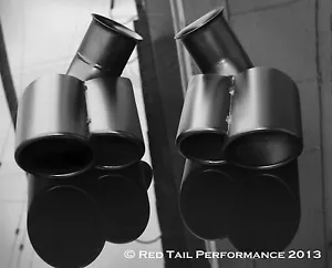 Black Exhaust Muffler Tips Porsche 996 911 1999 2000 2001 standard models only - Picture 1 of 1