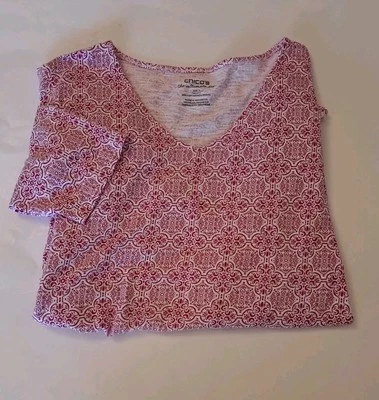 Chicos Sz 2 Pink 3/4 Sleeve The Ultimate Tee Shirt Cotton Blend Womens Top  - Image 1 of 4