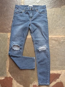 JEANS MUJER FREE PEOPLE FP BOHO AZUL DENIM DESGASTADO TALLA 28 - Imagen 1 de 8