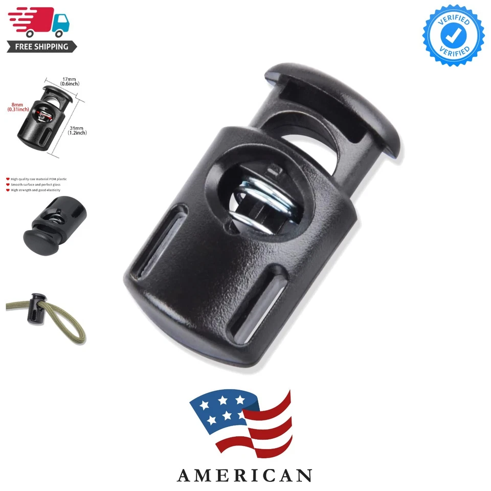 Dyzd Plastic Cord Locks End Spring Stop Toggle Stoppers 10pcs Black