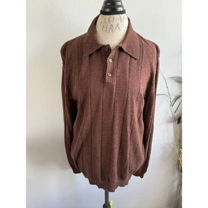 Grant Thomas italienischer Merinowolle Polo Pullover Herren XL braun Strick Langarm - Bild 1 von 7
