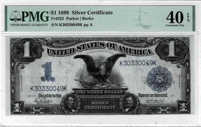 1899 $1 Silver Certificate 'Black Eagle' note-fr.232--PMG EF 40 EPQ - Image 1 of 4