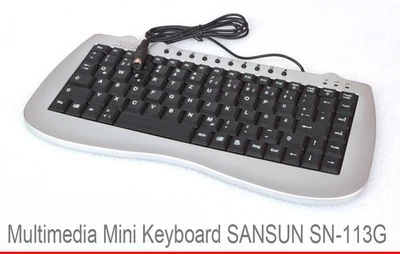 Small Keyboard Sansun SN-113G PS/2 For MS-DOS Windows 95 98 NT XP 7 10 11 #O581 - Image 1 of 2