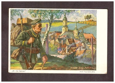 Feldpostkarte 1.WK Gemälde Albin Tippmann  1917 Truppenstempel - Bild 1 von 3