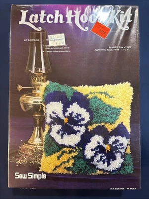Sew Simple Latch Hook Kit, Pansies, sealed in box, Yellow Purple, 12x12” - Image 1 of 4