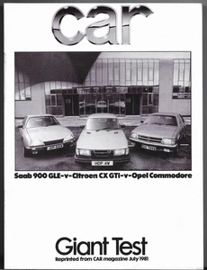 Saab 900 GLE Saloon Road Test 1981-1982 UK Market Brochure Car CX & Commodore - Picture 1 of 1