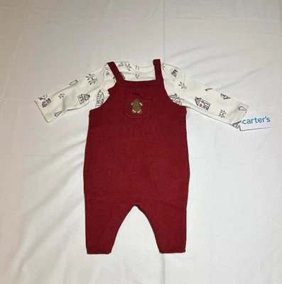 Carter's мальчика 3 месяцев 2 ПК Рождество длинным рукавом верхний красный свитер общий комплект новый с Ярлыками - Изображение 1 из 4