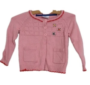 Girls Hanna Anderson Size 100 (size 4) Pink 3 Button Sweater - Picture 1 of 7