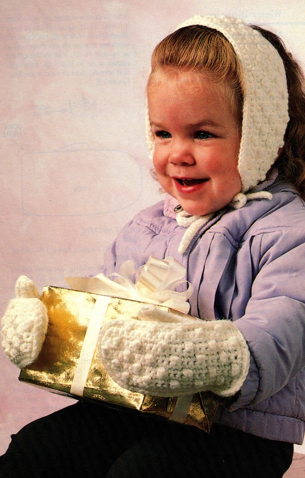 WARM Child's Mittens & Ear Warmers/Crochet Pattern INSTRUCTIONS ONLY - Image 1 of 1