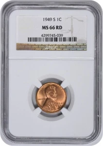 1949-S Lincoln Cent MS66RD NGC - Picture 1 of 2