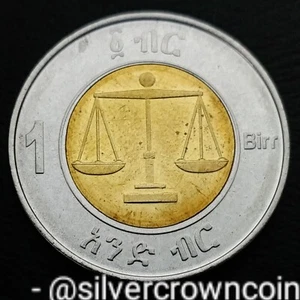Ethiopia 1 Birr 2010 EE2002. KM#78. Lion. Bimetallic One Dollar coin. 1 year iss - Picture 1 of 7