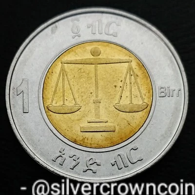 Ethiopia 1 Birr 2010 EE2002. KM#78. Lion. Bimetallic One Dollar coin. 1 year iss - Image 1 of 4