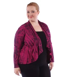 Nuevo cárdigan para mujer talla grande fucsia estampado negro abierto tallas 1X 2X - Imagen 1 de 1