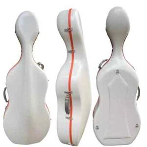 White strip cello case 4/4 with backstraps /Carbon fiber,Light weight 3kg - Picture 1 of 9