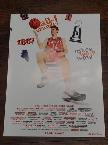 Illinois Fighting Illini 2022-23 Basketball POSTER LUKE GOODE 🏀 18" x 24" UIUC Cover