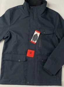 Andrew Marc Men's Textured Fleece Lined Jacket Bib Full Zip MEDIUM BLUE Micro Ho - Picture 1 of 9
